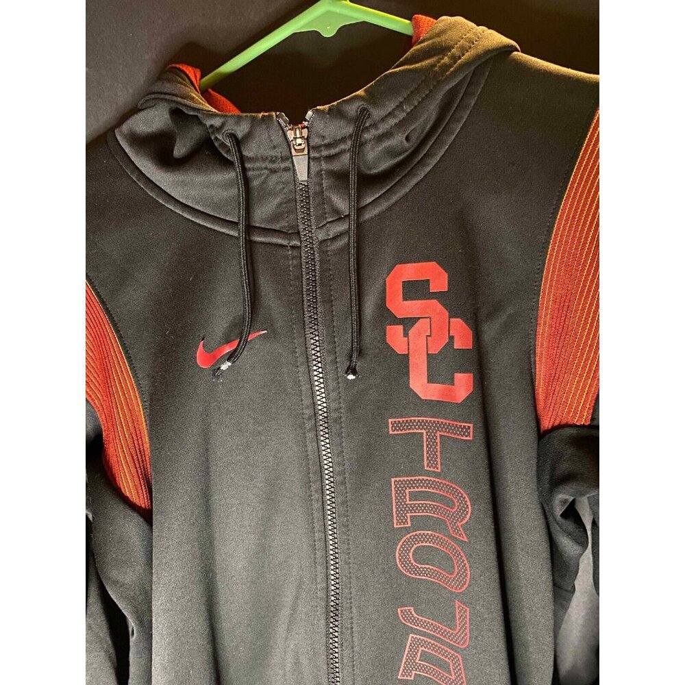 Nike USC Trojans Black Red Sweater Mens S Tech Full Zip Hoodie Dri Fit Therma